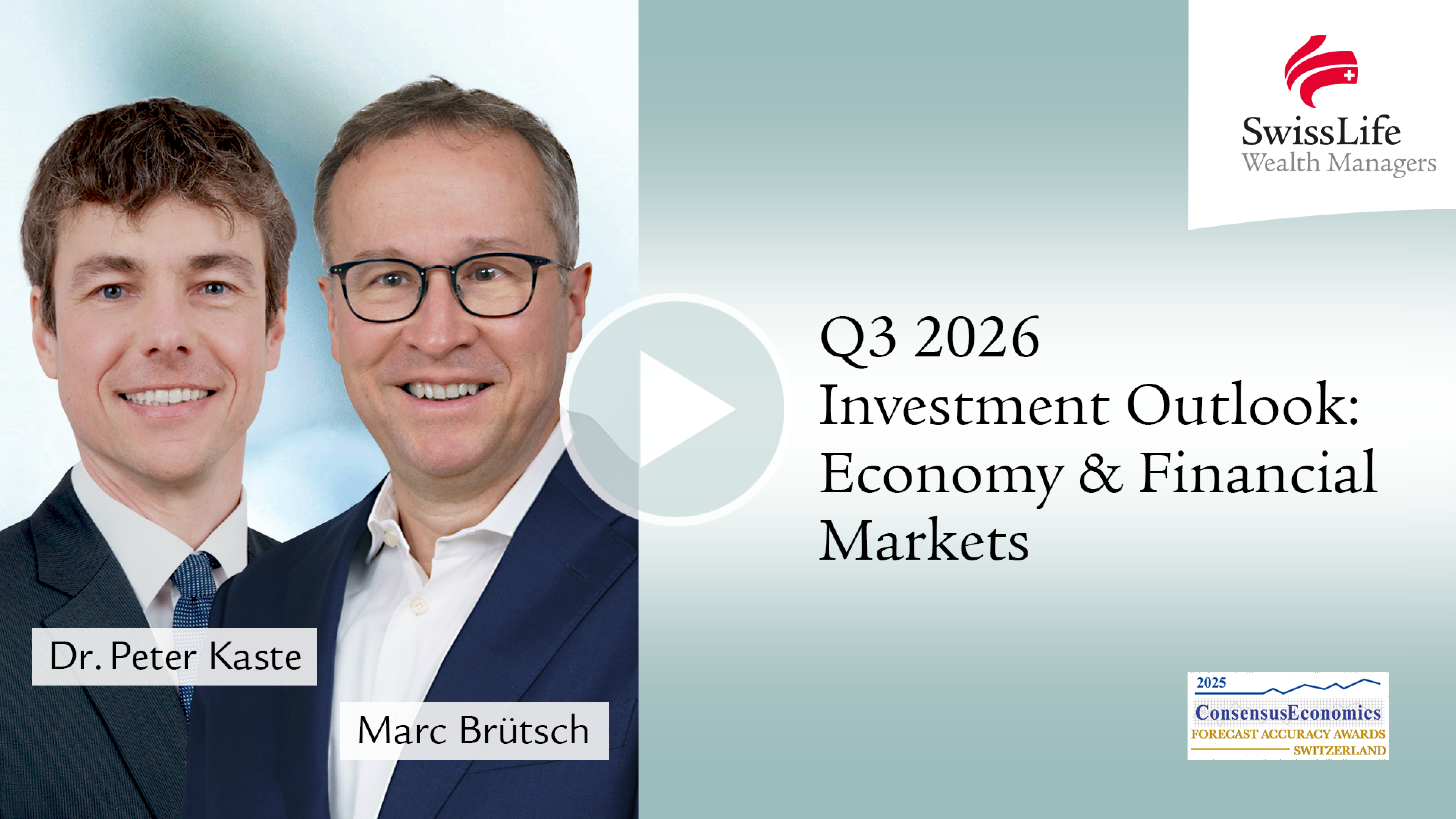 Finanzmarktausblick: Titelbild des Expertenvideos mit Marc Brütsch und Peter Kaste 